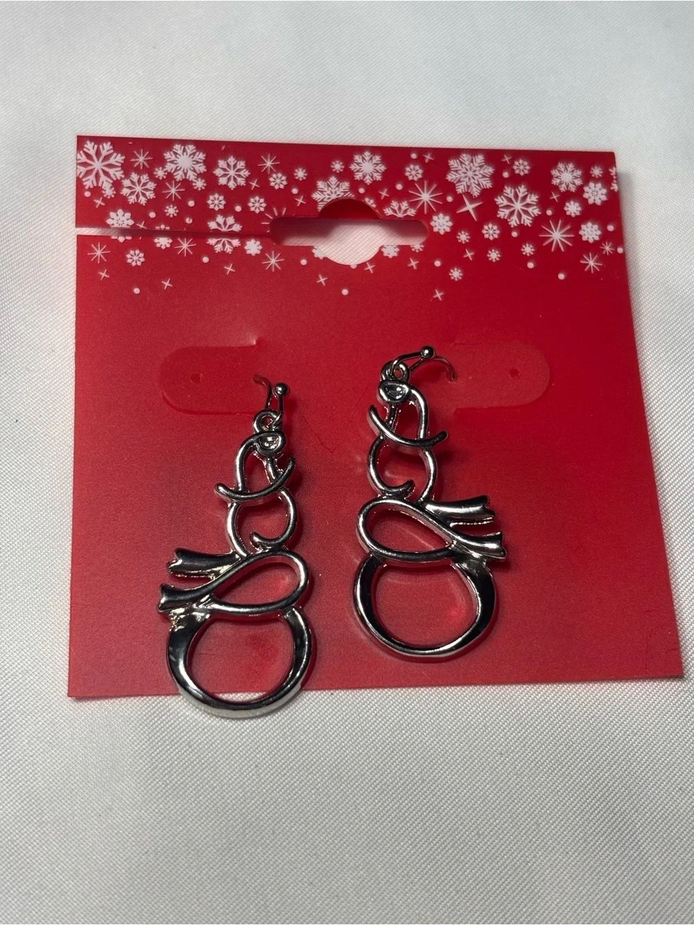 New Christmas Silver-Tone Snowman Drop Earrings - Women Jewelry
